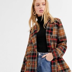 Monki plaid peacoat size XXS NWT